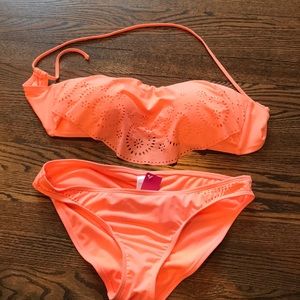 Coral bikini top and bottom-can be sold separately